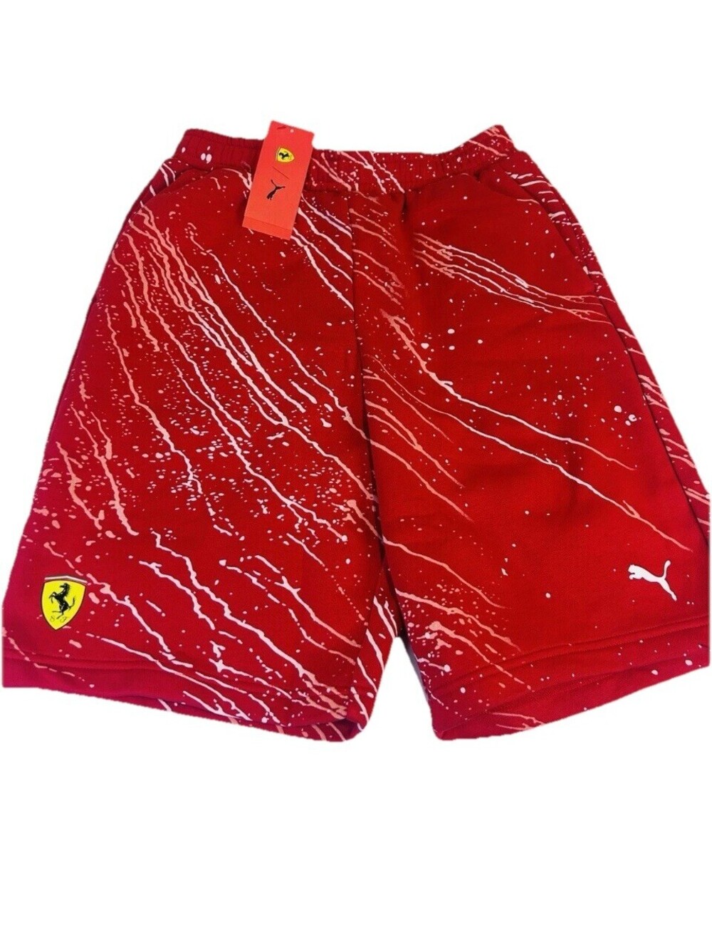 Puma x Scuderia Ferrari F1 Fleece Shorts Men's M Color Splash Rosso Corsa New